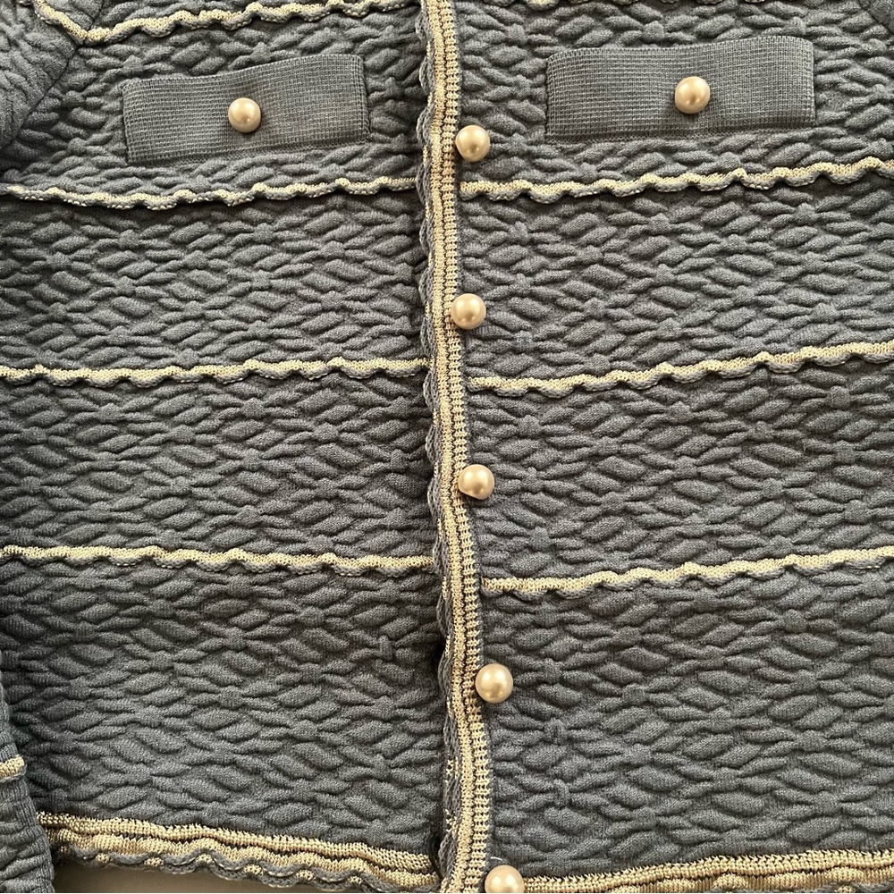 SOLD BNWT Sandro Infinity Cropped Cardigan Blue XS MSRP $295 - Picture 9 of 15